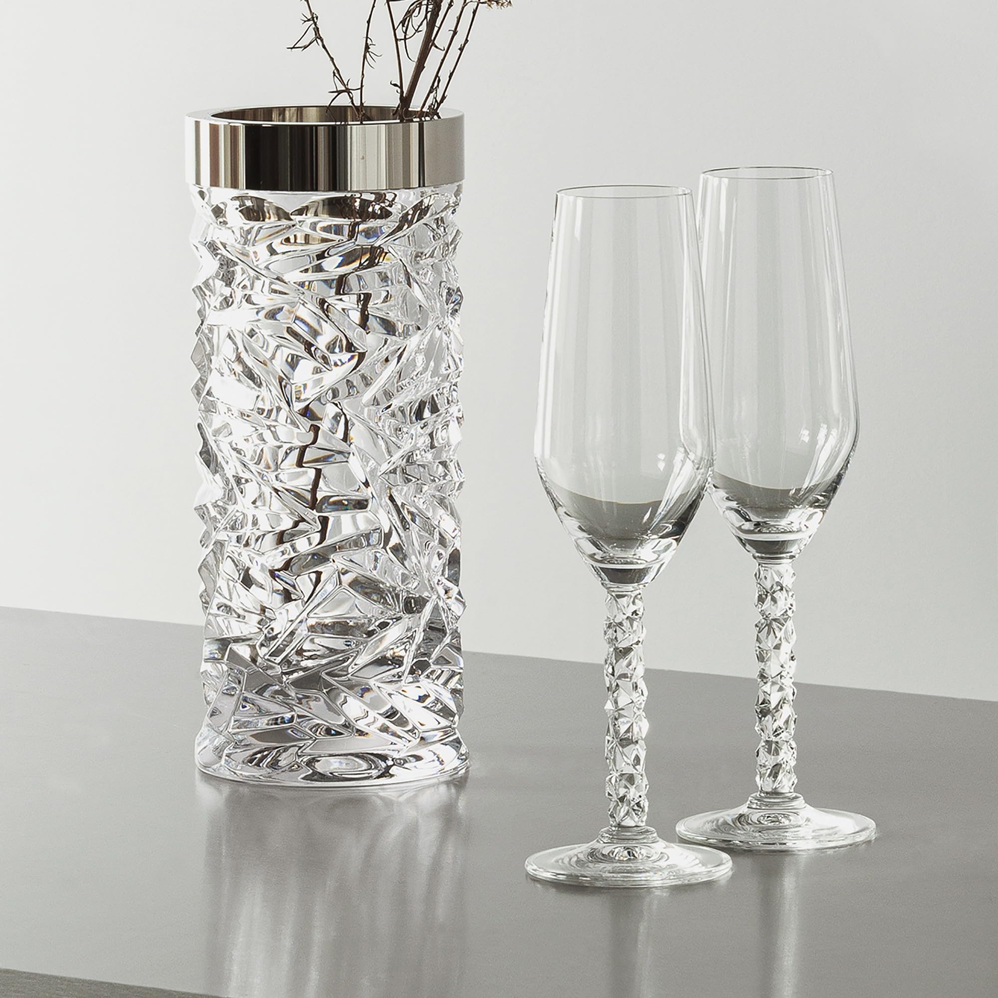 Orrefors Carat 8 oz. Champagne/Flute Crystal Stemware,Set of 2