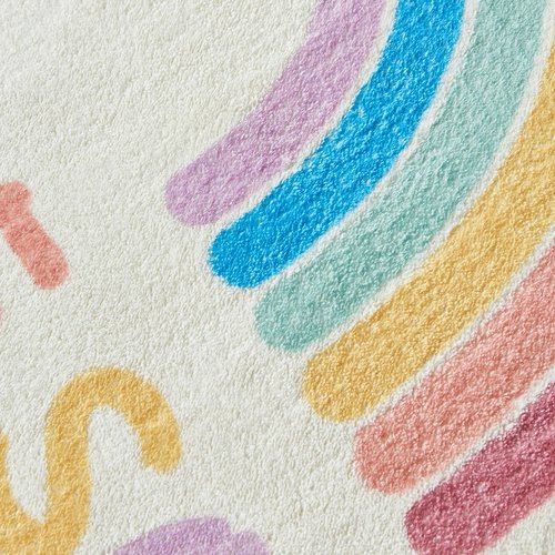 Topotdor Rainbow Round Rug for Girls Bedroom,Colorful Boho Decor Nursery Area Rug,Ultra Soft Machine Washable Kids Play Mat,63" Round