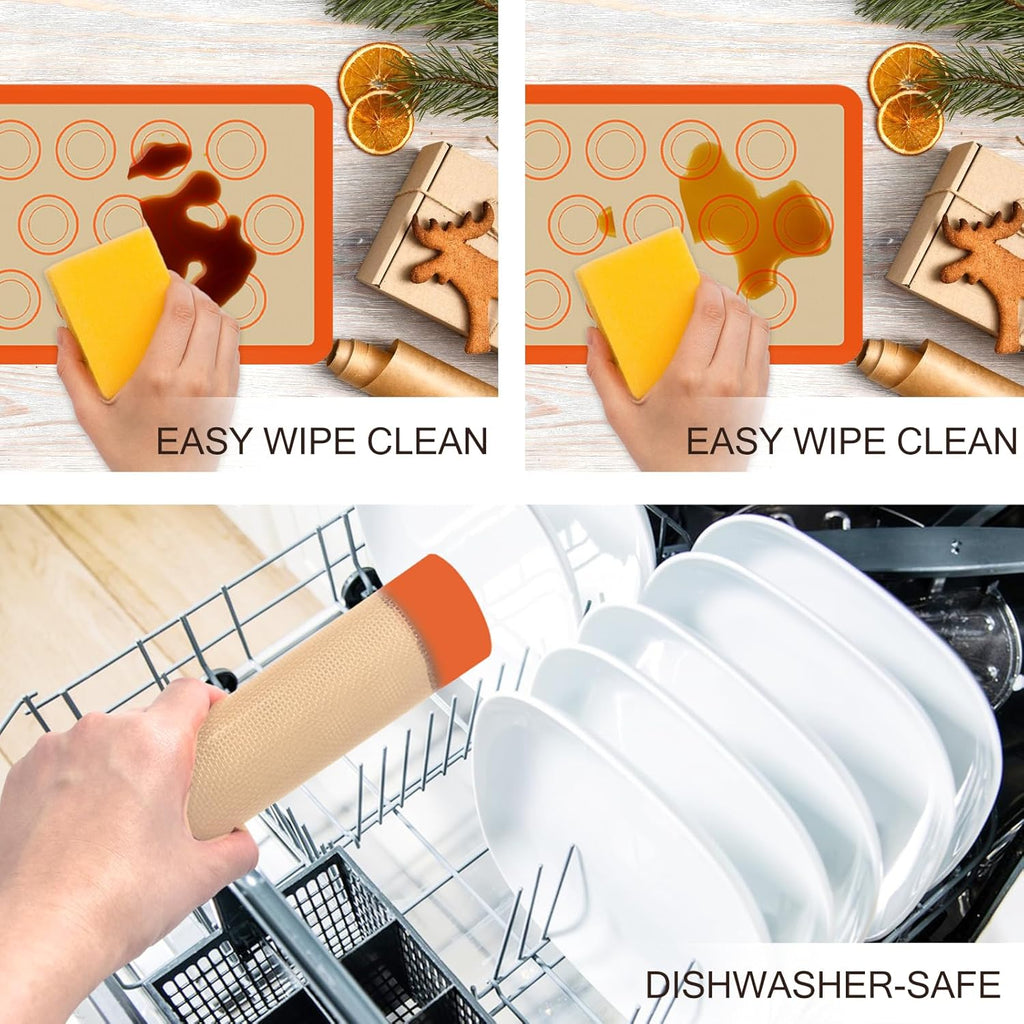 Silicone Baking Mat Set - Non-Stick, Food Safe Reusable Mats for Cookies & Bread | Perfect for Oven Use