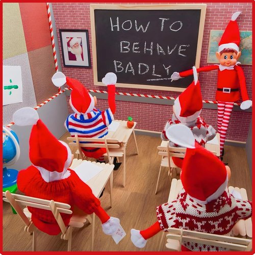 Elfie & Elvie | Fun Playful Elves Behavin' Badly Figures - Soft Body & Vinyl Face, Set of 2, Red