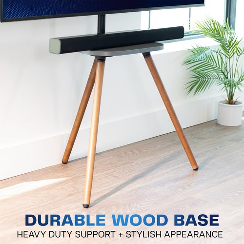 VIVO Artistic Easel 43 to 65 inch LED LCD Screen, Studio TV Display Stand, TV Mount with Swivel and Storage Shelf, Tripod Base, Black Bracket, Dark Walnut Legs, STAND-TV65A-S