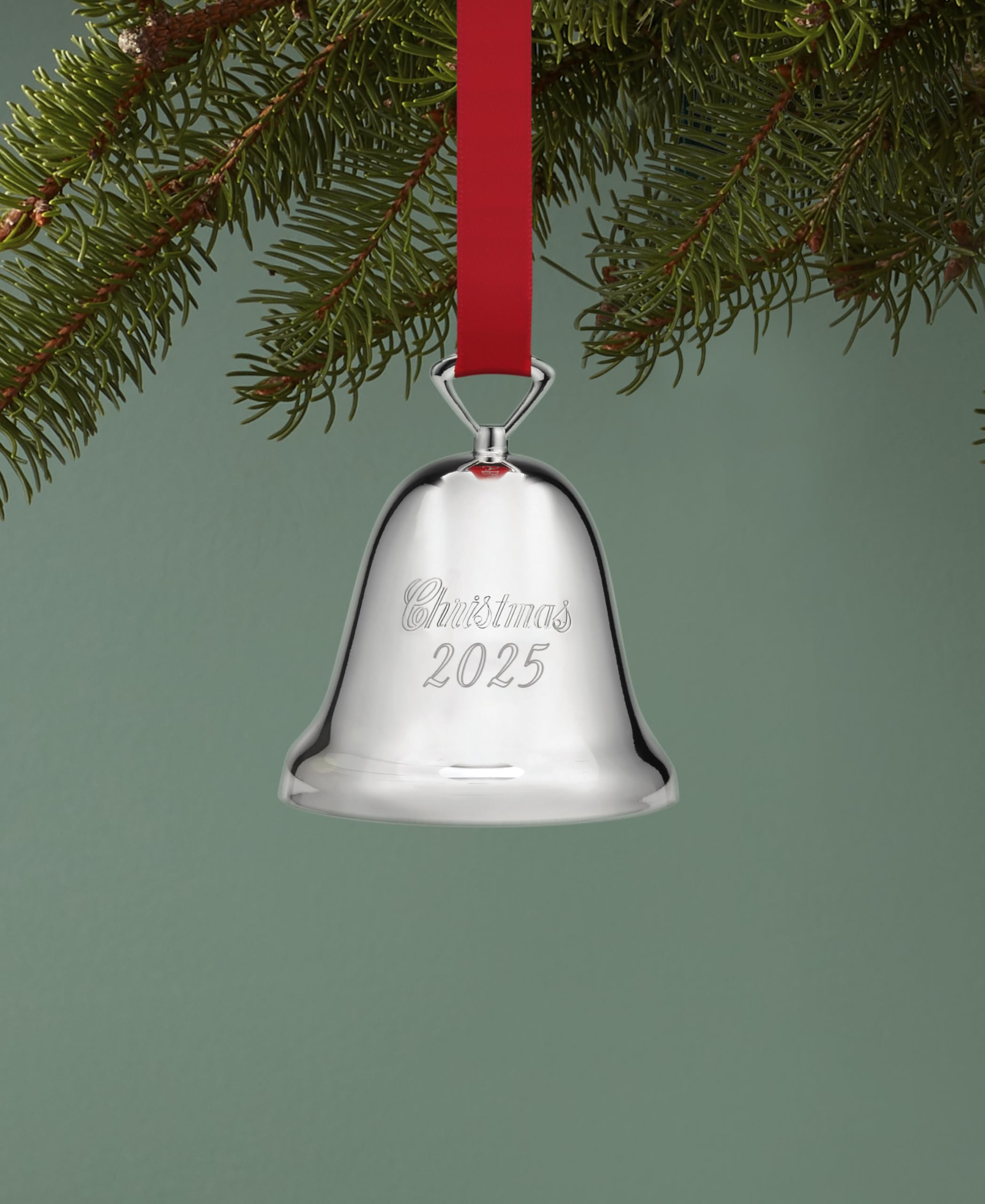 Reed and Barton Ornaments, 2025 Annual Christmas Bell Silverplate Ornament, Christmas Tree Decorations, Includes a Red Ribbon for Hanging, Winter Tree Decor, Winter Decorations (Silver, 1 Piece)
