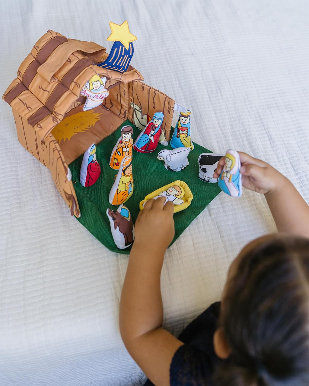 Pockets of Learning Nativity Christmas Manger House Play Set - Interactive Soft Fabric Toy for Toddlers