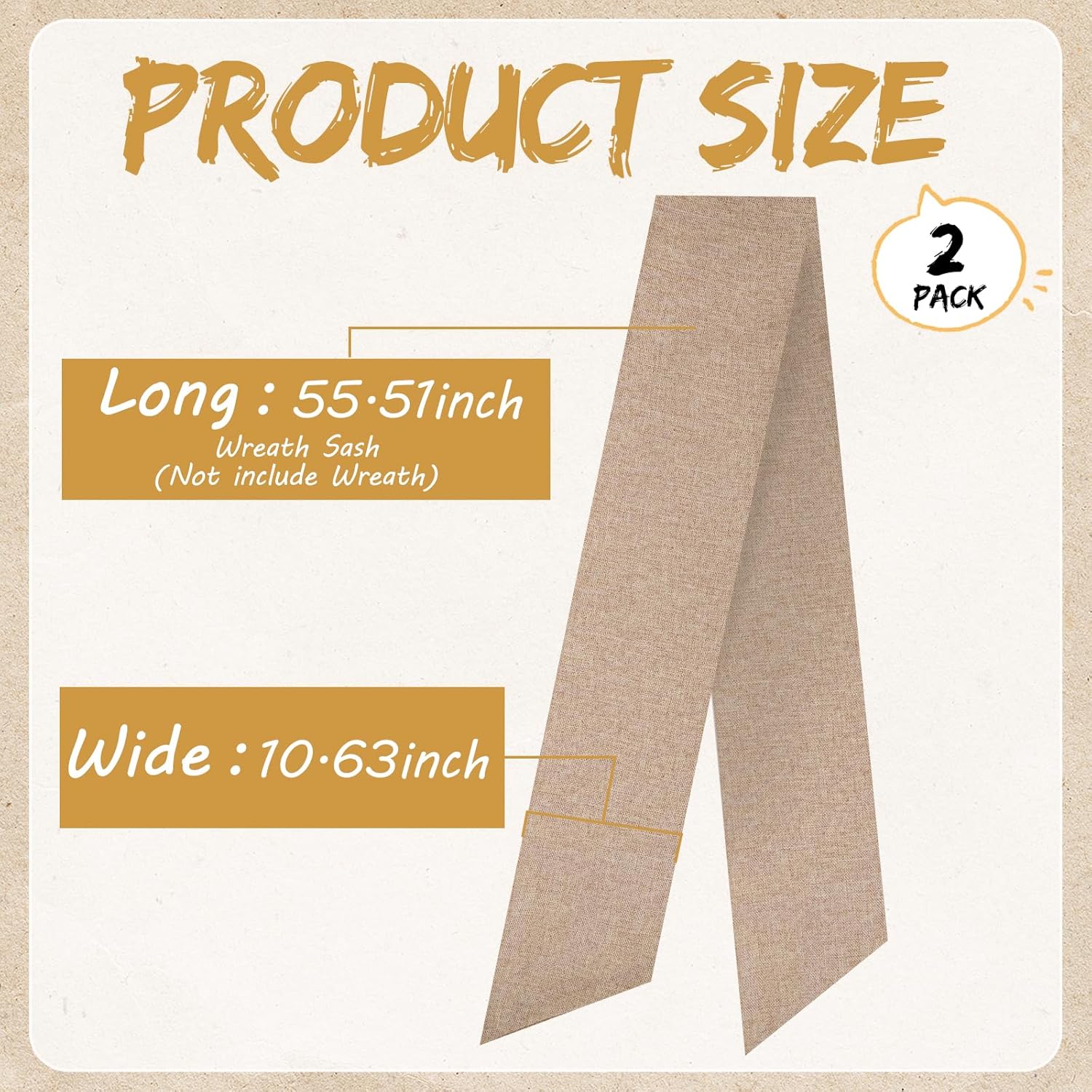 Rustic Wreath Sash by [Brand Name] - 2 Pcs 55.5 Inch Blank Sashes for Farmhouse Door Decor