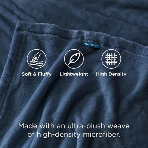 Bedsure GentleSoft Fleece Throw Blanket - XL Mineral Blue 300GSM Plush & Cozy for Bed, Sofa, Travel | 50x70 Inches