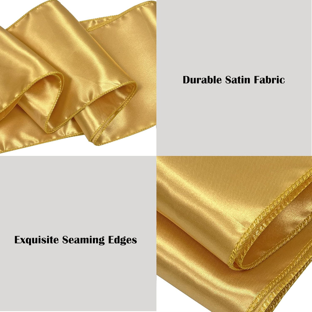Regine Switzerland Satin Chair Sashes - 50PCS Elegant Gold Ribbon Ties for Wedding & Party Decor