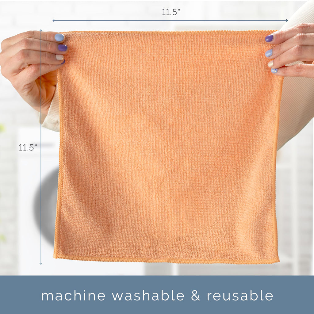 S&T INC. 50 Pack Microfiber Cleaning Cloth, Bulk Towels for Home, Reusable Microfiber Towels for Cars, Cleaning Rags, Neutral Coral, 11.5 Inches x 11.5 Inches, 50 Count