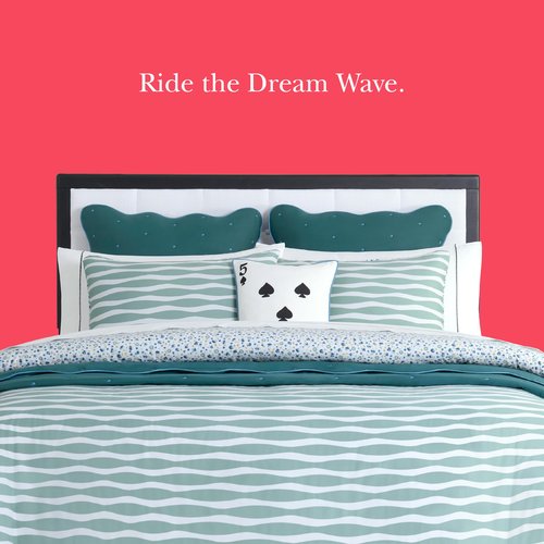 Kate Spade New York Rhythmic Geo Twin Comforter Set, 300 Thread Count Cotton Sateen Reversible Cover, All Season 2 Piece Bedding, Machine Washable, Blue Aqua Tourmaline