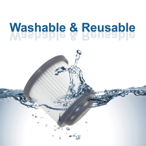 HQRP 2-pack Washable Filter compatible with Black & Decker HFVB320J27, HFVB315J22 DUSTBUSTER, HFVAB320JC26 Car Lithium FLEX Hand Vacuum, Pivot vac filter PVF110 Replacement