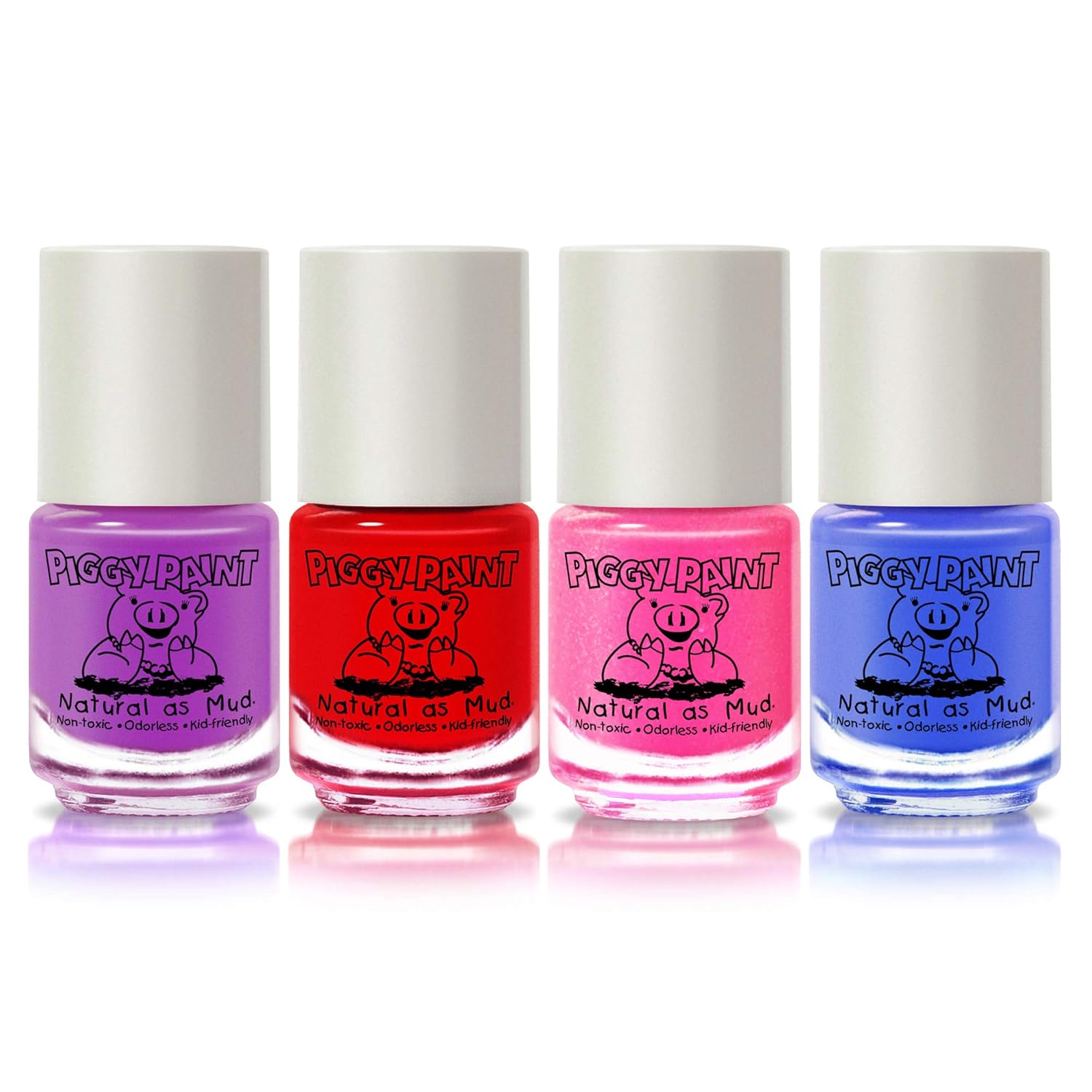 PIGGY PAINT Non-Toxic Girls Nail Polish Set - Safe, Chemical-Free & Scented | 4 Color Collection