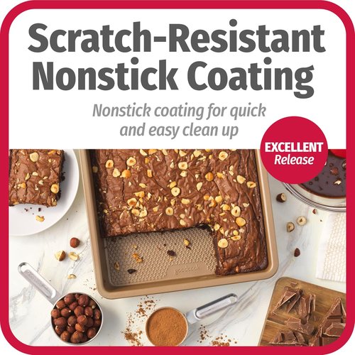 GoodCook BestBake Nonstick Square Baking Pan - Textured Carbon Steel, 9-Inch, Bronze Finish