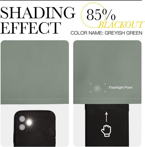 NICETOWN Greyish Green Blackout Curtains - 96" Long | Sound Reducing & Heat Blocking | 55" Wide, 2 Pieces