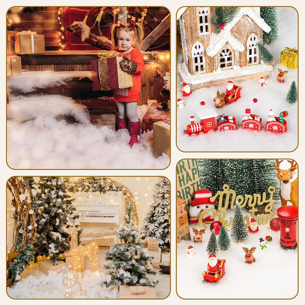 Vodiye Fluffy Snow Blanket - Lifelike Artificial Snow for Christmas Decor | Soft & Thick (2pcs)