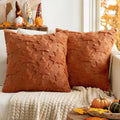 MIULEE Fall Autumn Throw Pillow Covers 18x18 Burnt Orange Set of 2 Thanksgiving Decorative Solid Maple Leaf Accent Pillow Cases Soft Plush Faux Wool for Home Decor Holiday Outdoor Porch Bedroom