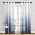 NICETOWN Linen Sheer Ombre Curtains for Living Room Bedroom, Grommet Gradient Semi Sheer Vertical Window Treatments Privacy with Light for Children Room, Navy Blue, W50 x L84, Set of 2
