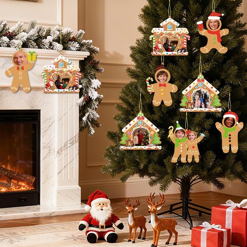 28 Pack Christmas Picture Frame Craft Kit for Kids, Xmas DIY Gingerbread Man House Picture Frames Paper Crafts Christmas Hanging Ornaments for Xmas Tree Holiday Winter Decor Class Art Game Activities