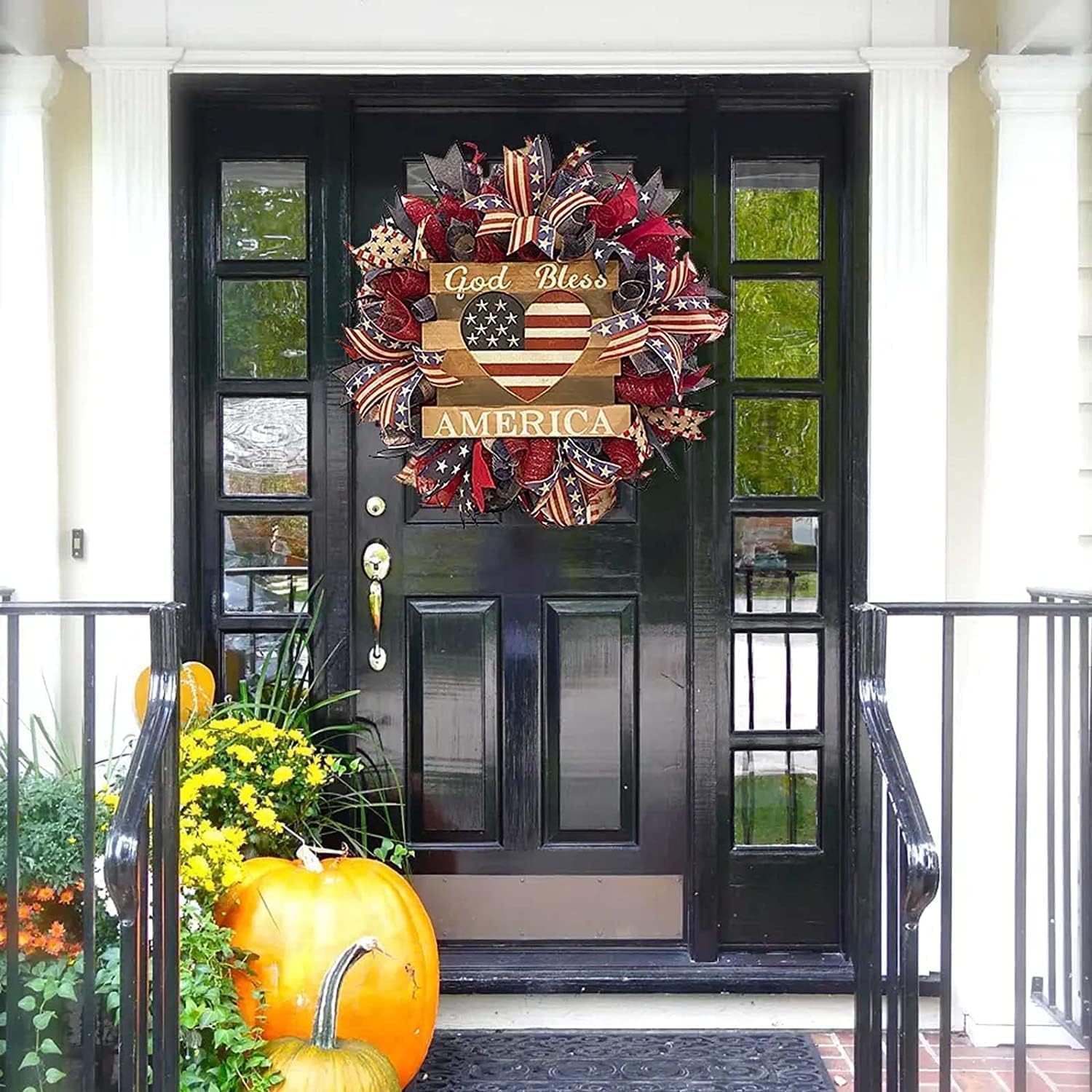 250th Anniversary Patriotic Wreath - 3D Eagle Design for Front Door | All-Weather Red, White, and Blue Decoration