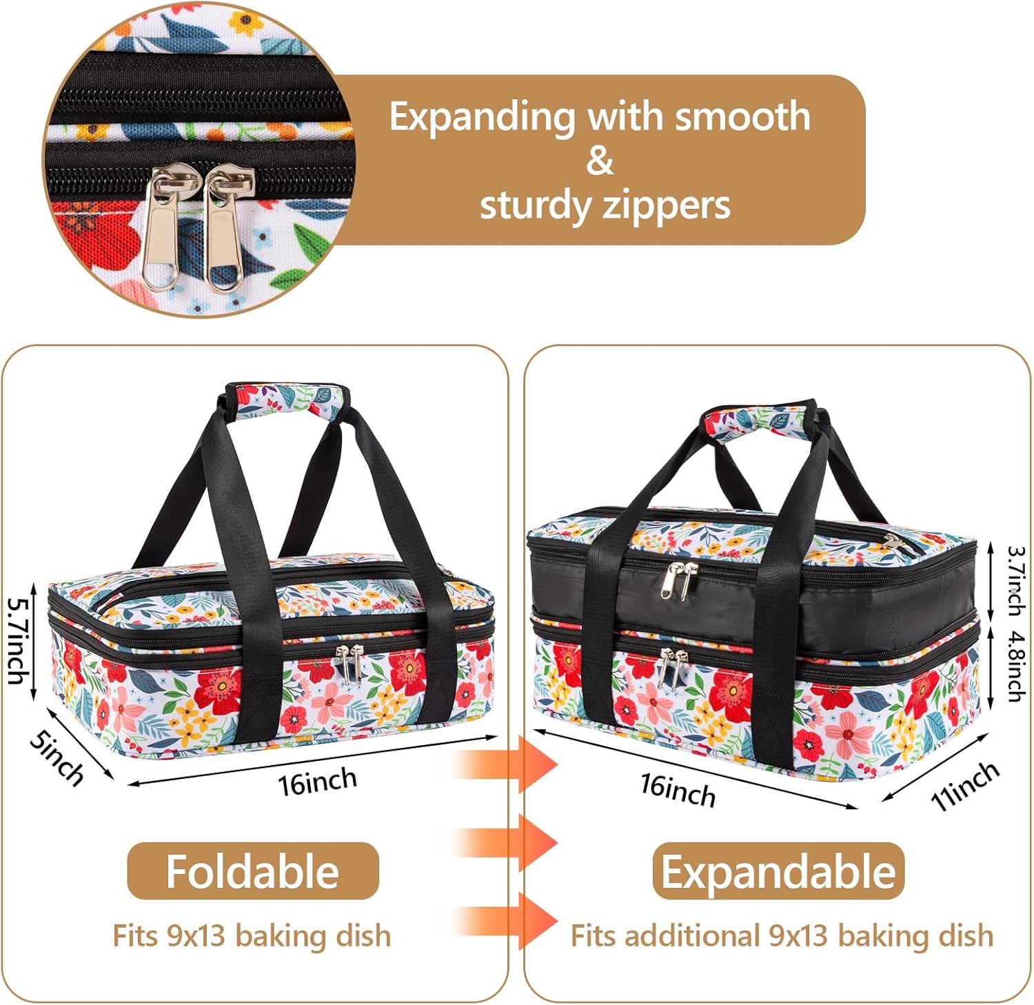 Pioneer Woman Double Decker Casserole Carrier - Expandable Leakproof Thermal Tote for Potluck & Travel