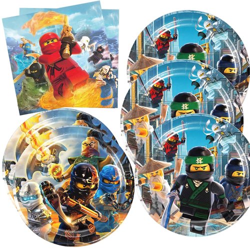 40Pcs Ninja Party Supplies 20 plates, 20 napkins for the Ninja-go Birthday party Decoration
