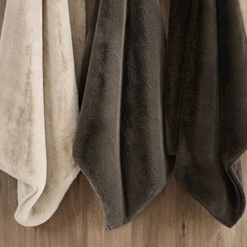 EVERGRACEHOME Luxury Soft Faux Chinchilla Fur Throw Blanket for Couch, Warm Thick Heavy Winter Throw Blanket 1220GSM for Bed, Fluffy Cozy Mink Blanket with Reversible Velvet, Birch Mink, 60"x80"