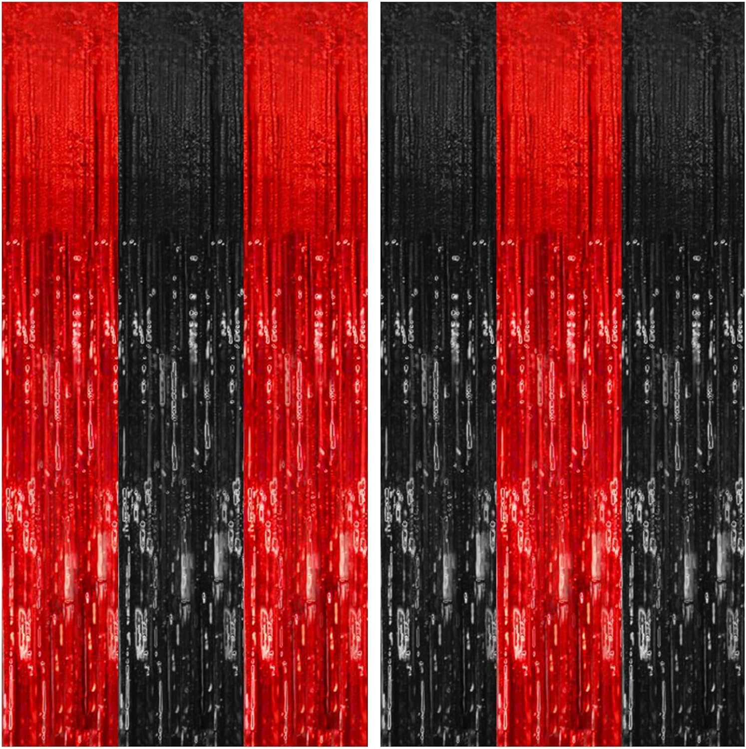 Skiennix Party Backdrop Streamers - 2 Pack Metallic Tinsel Curtains for Birthday & Holiday Decor
