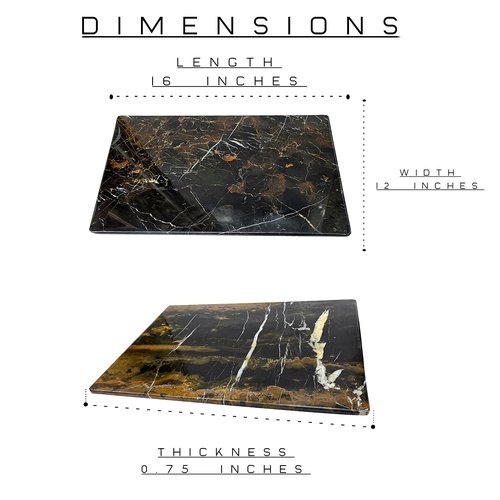 TheWolfard Black Multi Marble cutting board Best cheese - Pastry board and dough rolling Tray for Kitchen & Housewarming Gifts with Handmade Edges & Non-Slip Scratch Proof Pad 12x16