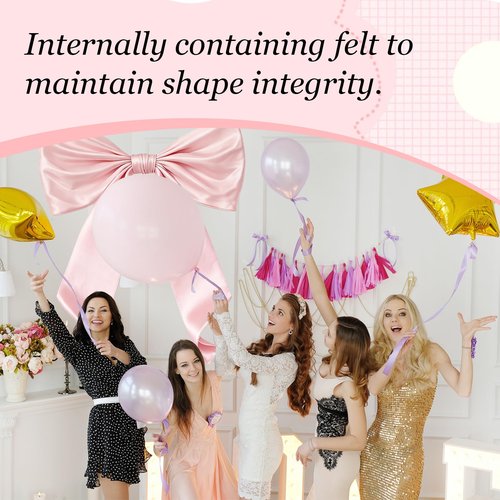 Daxolanz Large Pink Bow Decor 43 x 24 Inch – Romantic Bow Decoration for Love-Themed Parties, Coquette Room, Wedding, Bridal Shower & Photo Backdrop