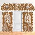 HunnmingRe Christmas Gingerbread House Decorations - 3 Pcs Door Covers & Backdrop for Holiday Photography | Snowflakes Style