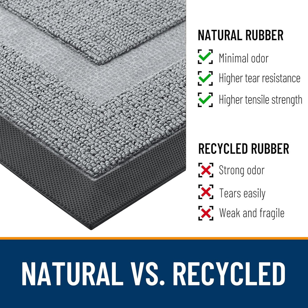 OLANLY Waterproof All-Season Front Door Mat - Sturdy Natural Rubber, Easy Clean, 29.5x17, Ash Gray