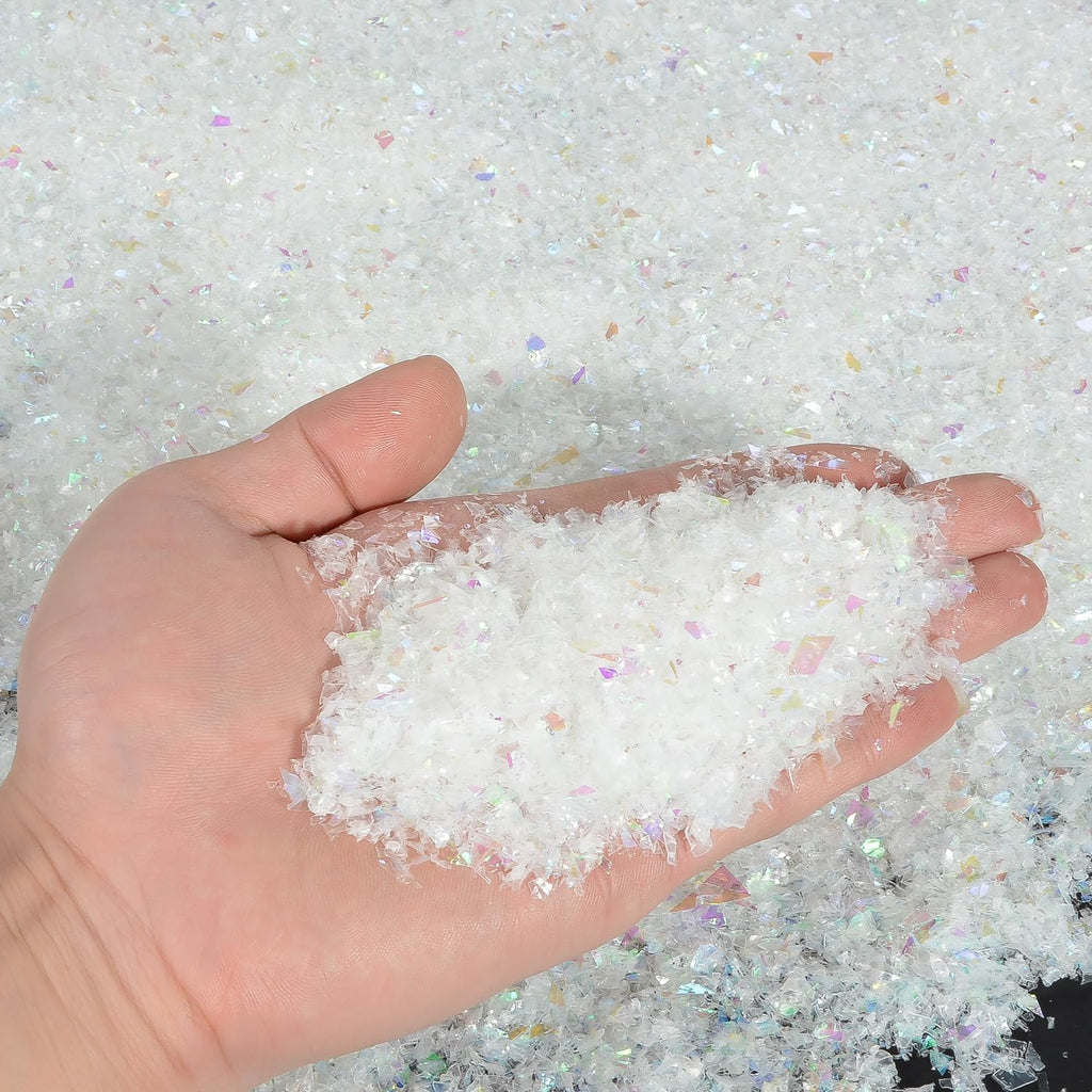 Skiennix Christmas Fake Snow Powder - 8.8 oz Sparkling Snow Filler for Holiday Crafts & Decorations
