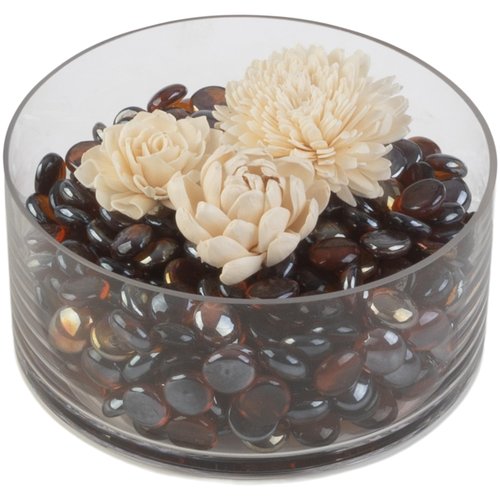 Vase Filler - 10lbs Glass Beads Bulk - 3/4-Inch Flat Glass Marbles for Vases, Fish Tank Rocks, Crafts, or Wedding Decor by Lavish Home (Amber)