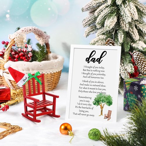 Hoolerry Christmas In Heaven Memorial Sign - Cardinal Ornament for Dad | Miniature Rocking Chair Gift