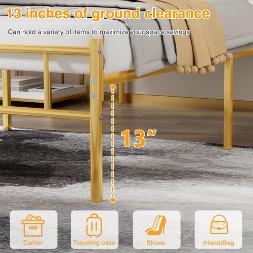 VECELO Full Size Bed Frame with Headboard and Footboard,Full Bed Metal Platform Mattress Foundation,Sturdy Steel Slat/No Box Spring Needed/Under Bed Storage/Easy Assembly