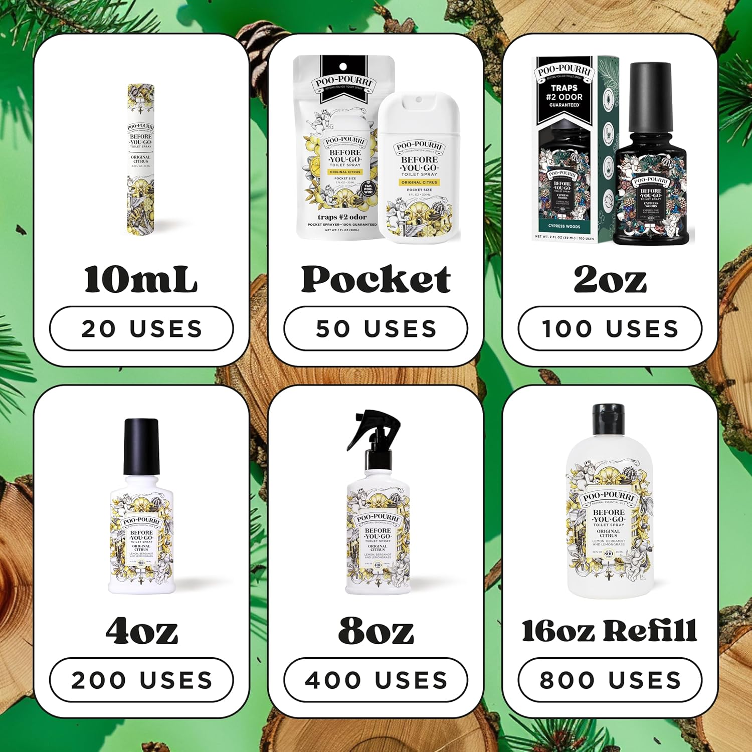Poo-Pourri Before-You-Go Toilet Spray - Cypress Woods Scent, 2 Fl Oz | Freshen Your Bathroom Experience