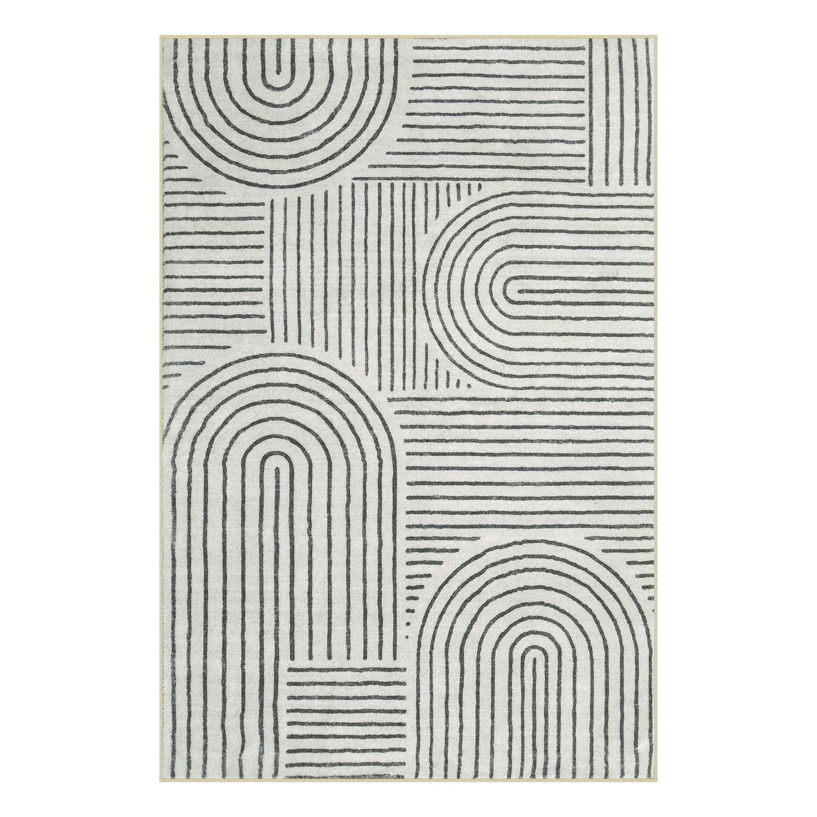 Lahome Abstract Bedroom Rug, Soft 4x6 Rug Ultra-Thin Washable Area Rugs for Living Room, Modern Black Rug Non-Slip Throw Carpet for Entryway Office Kitchen Darrell(4'x6',Black)