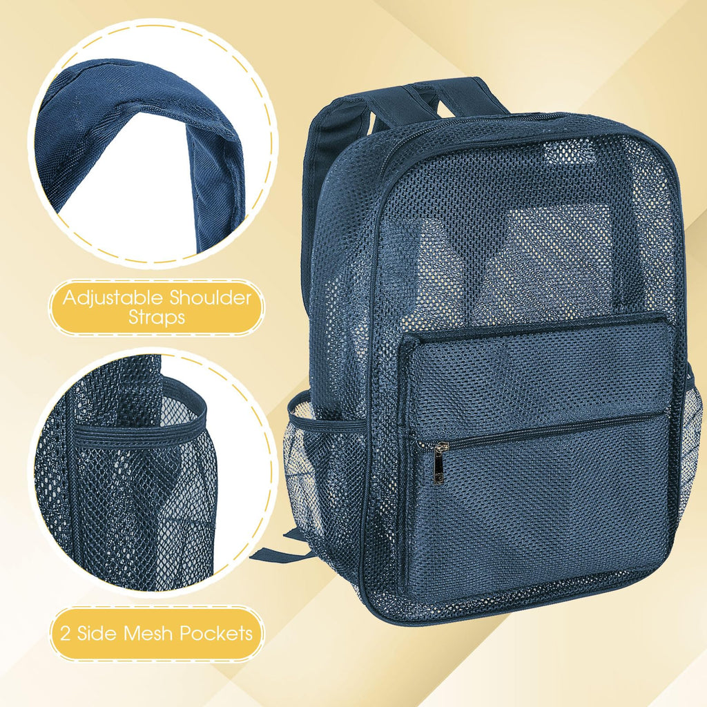 Amylove 6 Pcs Mesh Backpack Bulk 17 Inch See Through Heavy Duty Mesh Bookbags for Sports Travel Donation Charities (Colorful)