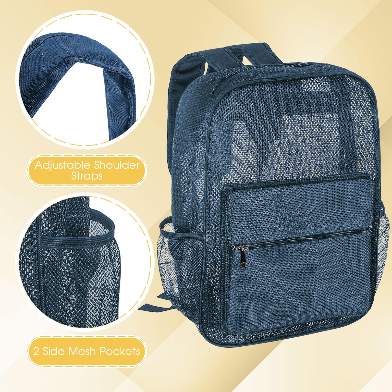 Amylove 6 Pcs Mesh Backpack Bulk 17 Inch See Through Heavy Duty Mesh Bookbags for Sports Travel Donation Charities (Colorful)