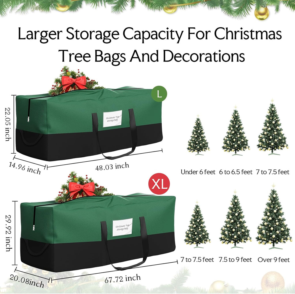 Skiennix Christmas Tree Storage Bag - Heavy Duty 600D Oxford Material for Up to 10 Ft Trees | Dampproof with Reinforced Handles & Dual Zipper