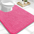 OLANLY Toilet Rugs - U-Shaped 24x20 Extra Soft Chenille Bath Mat | Quick-Dry, Non-Slip, Hot Pink