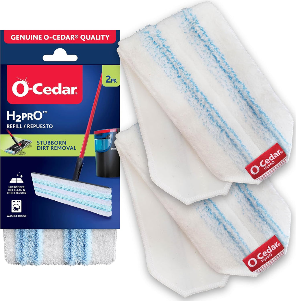 O-Cedar H2prO Mop Pad Replacement - Microfiber Refill (2-Pack) | Machine Washable | 99% Bacteria Removal