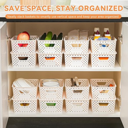 10 Pack Plastic Storage Bins - Stackable Organizing Baskets with Lids & Handles for Home & Craft