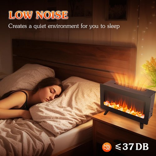 16" Small Freestanding Electric Fireplace Heater - Fire Places Electric Fireplace Stove with Realistic 3D Flames, Infrared Heater Indoor Space Heater, 750 |1500W, Overheating Protection