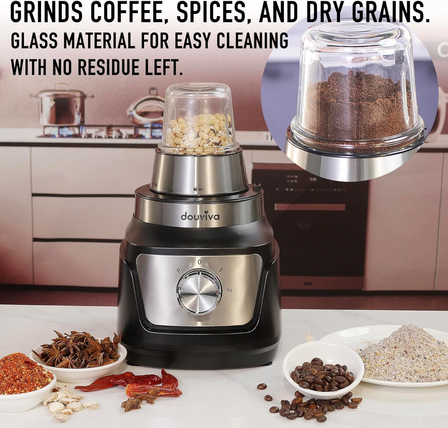 Skiennix Food Processor Blender Combo - 3-in-1 Countertop Blender with 8-Cup Bowl & 1000W Power