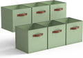 Granny Says 11-Inch Cube Storage Bins - Collapsible Fabric Baskets for Organization | Sage Green, 6-Pack