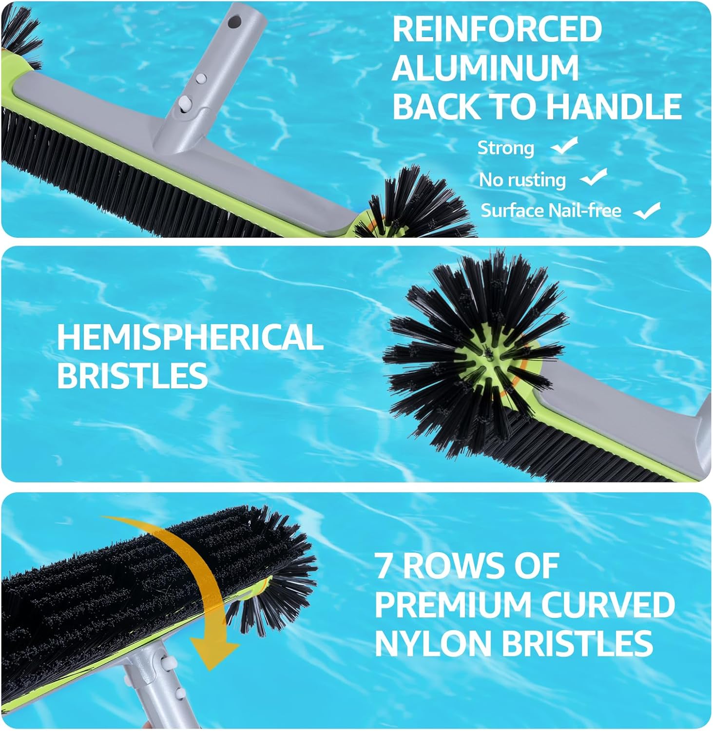 Sepetrel Deluxe Swimming Pool Cleaning Kit - Professional Leaf Skimmer, Fine Mesh Net, 17.5" Brush & Scrub Brush