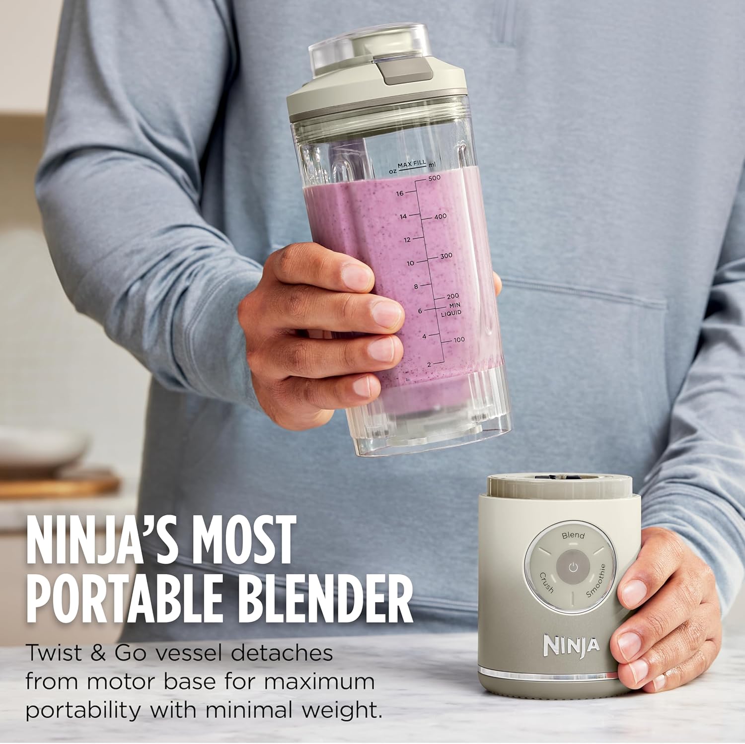 Ninja Blast Max Portable Blender - Cordless Personal Smoothie Maker with 3 Programs | 22 oz Lavender Vessel