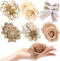 Skiennix 12PCS Large Burlap Flowers - Handmade Jute Roses for Wedding & Craft Decorations | 3.15 in