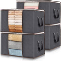 Lifewit 60L Clothes Storage Bins - 4 Pack Foldable Bags with Lids & Clear Window for Easy Organization