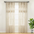 Lush Decor Boho Macrame Tassel Cotton Window Curtain Panel Single 40" W x 84" L Neutral - Macrame Curtains for Windows - Room Divider - Boho Wall Decor