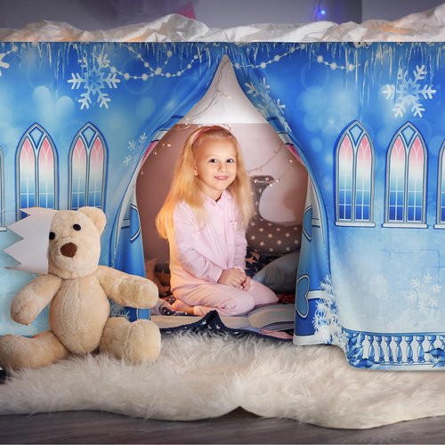 Hahafelt Loft Bed Tent Curtain Set for Low Twin,Bunk Bed Curtains Princess Play Tent Winter Party Decoration for Indoor & Outdoor Play